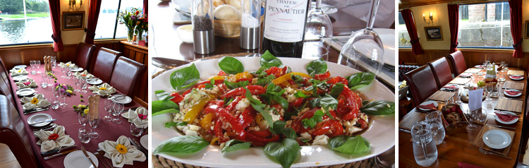 Disfrute de una refinada gastronomía a bordo del Scottish Highlander CRUCEROS FLUVIALES ESCOCIA CRUCEROS FLUVIALES HIGHLANDS CRUISES SCOTLAND SOTTISH HIGHLANDER CRUISES BARGE CRUISES SCOTLAND UNITED KINGDOM CRUISES FAMILY CRUISES SCOTLAND CHARTER CRUISES GASTRONOMIA CRUCEROS